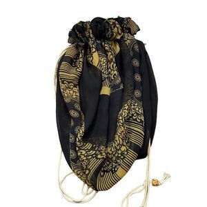 Brand new with Tags Globe In Brand Sheer Black‎ and Gold Drawstring Bag